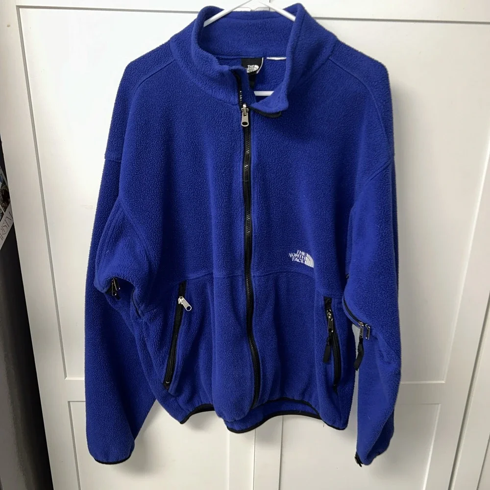 The North Face Mens Vintage Full Zip Fleese Jacket Size M Or L Blue